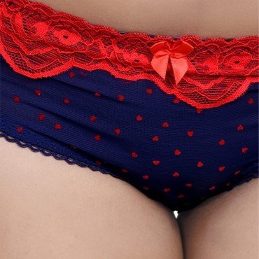 Red Lace Blue Polka Print Bikini Set WLBS-004