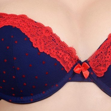 Red Lace Blue Polka Print Bikini Set WLBS-004